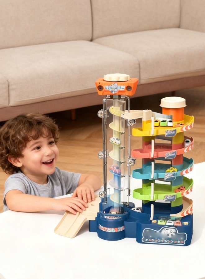 Lasola Kids Garage Toy Set, Race Car Toy for Boys, Garage Track Set with 5 Cars, Fun Creative Car Ramp Track Toys, Kids Ages 3+Toddlers Building Track Car Playset Parking Lot Toys Birthday Gifts Party Games - Image 3